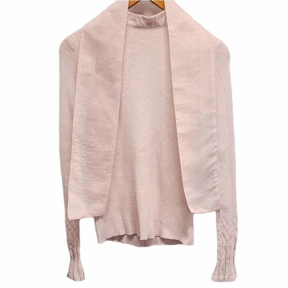 Nancy Pink Dust Sparkle Sweater Size Medium Bow NEW - Picture 6 of 9